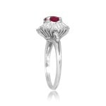 Vintage 1.45ct Burma Red Ruby with accenting Ballerina diamond design Mohnton Ring, Circa 1970 sbcs575