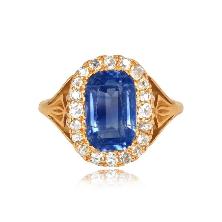 Victorian 4.42ct Kashmir Sapphire Linfield Ring, Circa 1860