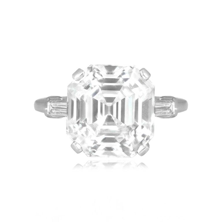 Vintage GIA 5.51ct Antique Asscher Diamond Pennsburg Ring, Circa 1920