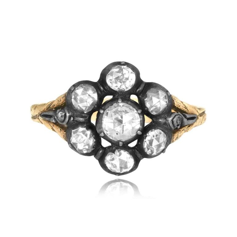 Georgian Era Diamond Cluster Devault Ring, Circa 1800