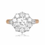 0.95 carat center diamond ring with diamond cluster Hulett Ring 15570