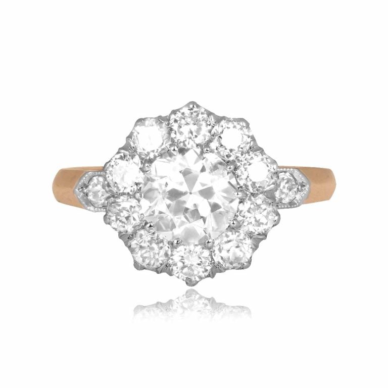 Old European Diamond Cluster Hulett Ring