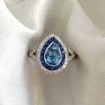 0.96 carat Aquamarine Cyril Ring and Pendant White Backdrop f5 15599