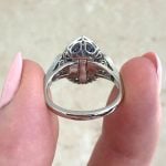 Aquamarine Ring with Fine Milgrain Platinum Back View f6 15599