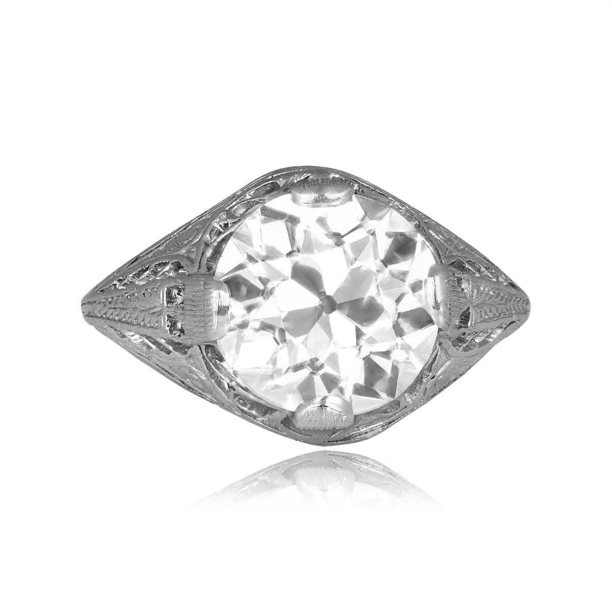 Stacked from 26 images. Method=C (S=1) 3.08 carat certified GIA art deco ring with filigree design Wanette Ring 15689