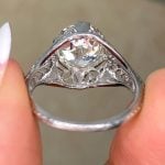 Art Deco Diamond on Platinum Engagement Ring Back View Platinum f6 15689vb