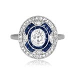 oval cut diamond with sapphire and diamond halo design Briscoe Ring 15976