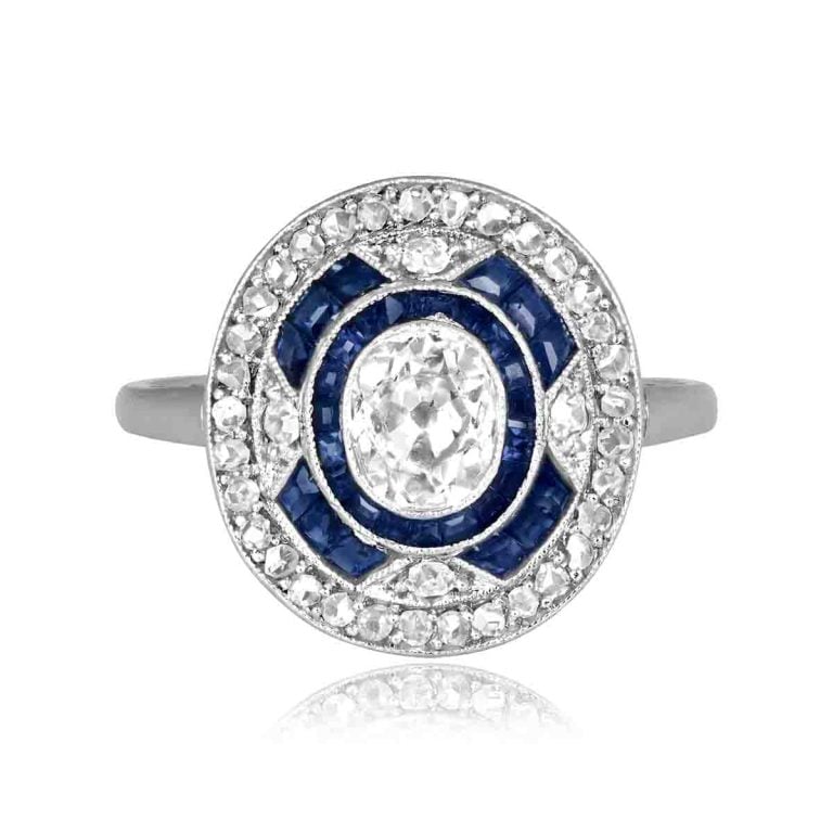 Art Deco Diamond and Sapphire Briscoe Ring, Circa 1920