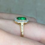 Side Finger View Emerald with Channel-Set Baguette Diamond Halo f4 15915