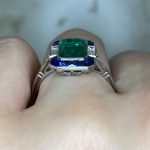 Emerald Center with French-Cut Sapphires Basket View f3 15916