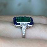 Bezel-Set Emerald-Cut Gemstone Ring Side Finger View f4 15916