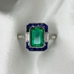 1.89 carat emerald cut natural emerald Monsey Ring White Backdrop f5 15916