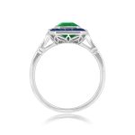 1.89 carat Emerald Cut Emerald and Sapphire Halo Monsey Ring 15916