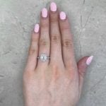 Emerald-Cut Diamond Center with Diamond Halo Ring Hand Picture f1 15955