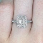 GIA-Certified 0.80ct Diamond Center with Diamond Halo Front Finger View f2 15955