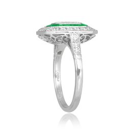 GIA 1.01 carat center Emerald Cut Diamond Double Halo Saxon Ring 15956
