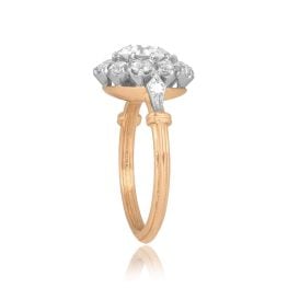 GIA-Certified 1.27ct Diamond Cluster ring platinum on gold Fairhaven Ring 15964