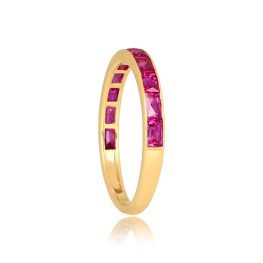Yellow Gold Half Eternity French cut Ruby Gardiner Band 2.5mm 15973
