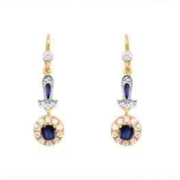 sapphire adnd iamond hanging earrings platinum on gold Fairlie Earrings 15975