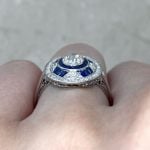 Antique Diamond and Sapphire Engagement Ring Art Deco f3 15976
