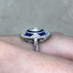 antique oval cut diamond on platinum ring Side Finger f4 15976