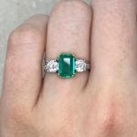 Emerald-Cut Emerald with Diamond Accents Front Finger Picture f2 15978
