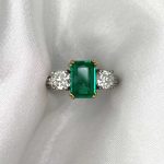 Vintage 1.07 carat emerald-cut emerald ring White Backdrop f5 15978
