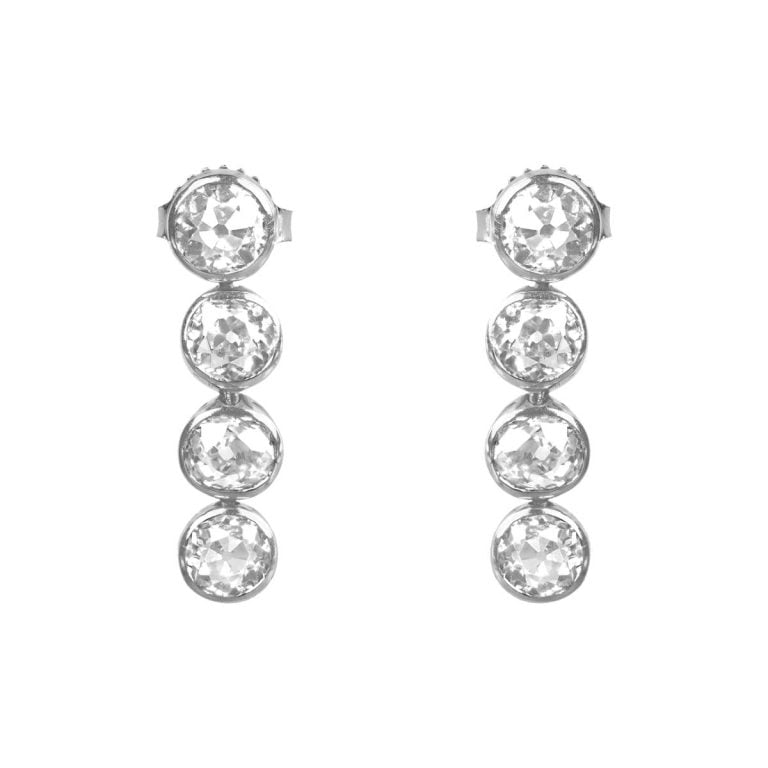 Old European Diamond Platinum Mallard Earrings