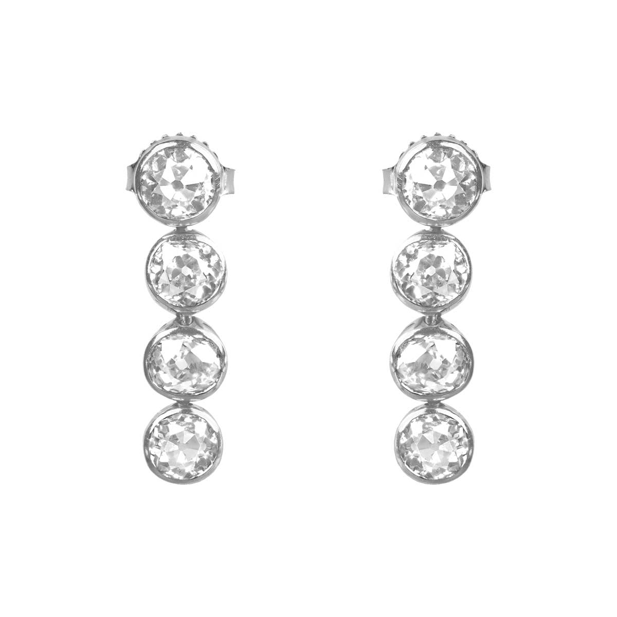 Stacked from 9 images. Method=C (S=1) old european cut diamonds bezel set four diamonds each earring Mallard Earrings 15980