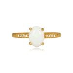 0.79 carat center oval opal with diamonds on shoulders Durant Ring 15990
