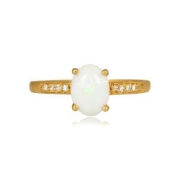 0.79 carat center oval opal with diamonds on shoulders Durant Ring 15990