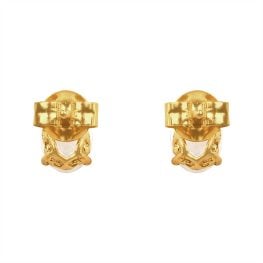 Oval Opal stone set in Yellow Gold Stud Tira Earrings 15991