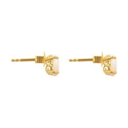 Oval Opal set on Yellow Gold mounting Stud earrings Tira Earrings 15991