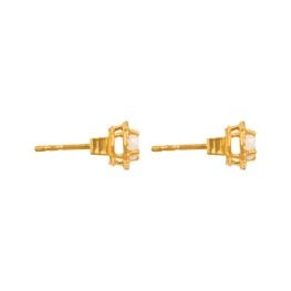 Opal center stone & Halo of Diamonds stud Yellow Gold Monclova Earrings 15993