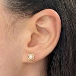 Opal & Halo of Diamonds Yellow Gold Monclova Earrings