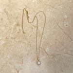 Round Opal and Diamond Halo Yellow Gold Missoula Necklace