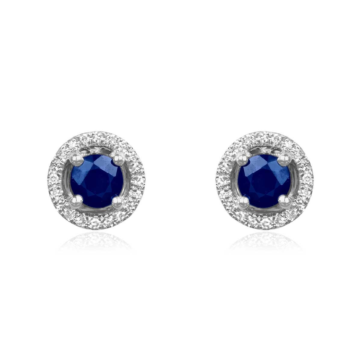 Stacked from 6 images. Method=C (S=1) 0.54 carat sapphire stud earrings with diamond halo Clough Earrings 16003