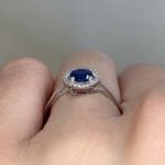 Round Sapphire with halo of Diamonds Basket View f3 16005