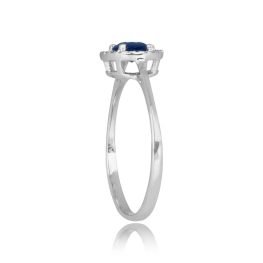 Sapphire and Diamond Halo white gold ring Caney Ring 16005