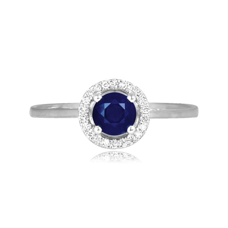 Sapphire and Diamond Halo Caney Ring