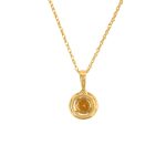 Round Citrine stone and Diamond Halo Matlock Necklace 16006