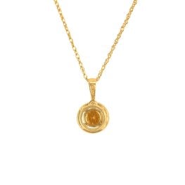 Round Citrine stone and Diamond Halo Matlock Necklace 16006