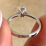 Prong-Set Emerald-Cut Diamond handcrafted in 18k white gold f6 16007