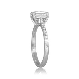 GIA Certified center 1.00ct Emerald Cut Diamond Sunray Ring 16007