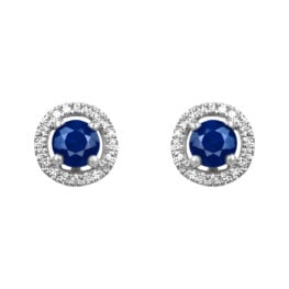0.54 carat sapphire stud earrings with diamond halo Clough Earrings 16003 TV