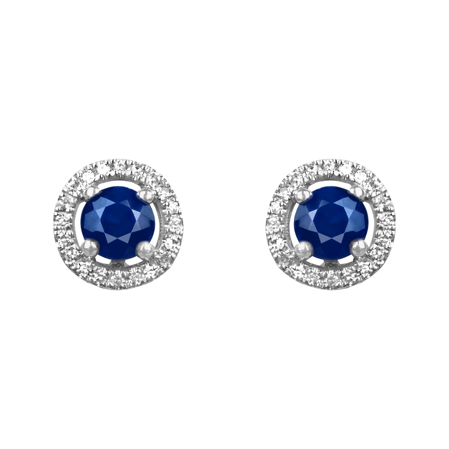 0.54 carat sapphire stud earrings with diamond halo Clough Earrings 16003 TV