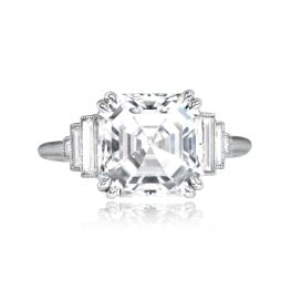 4 Carat Asscher Cut Diamond Engagement Ring 14629-TV