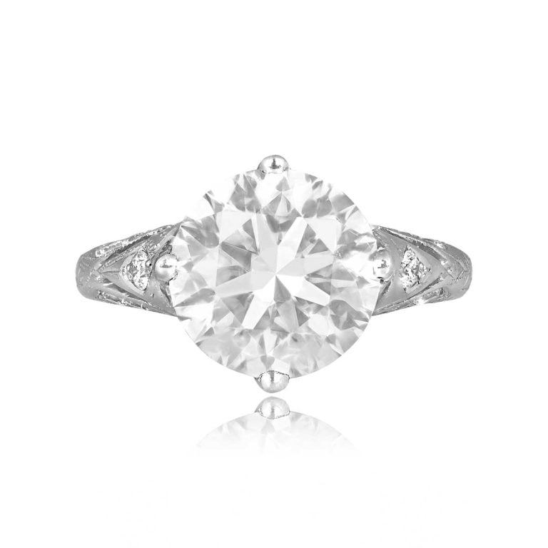 GIA Certified 4.01ct Diamond Platinum Elsberry Ring