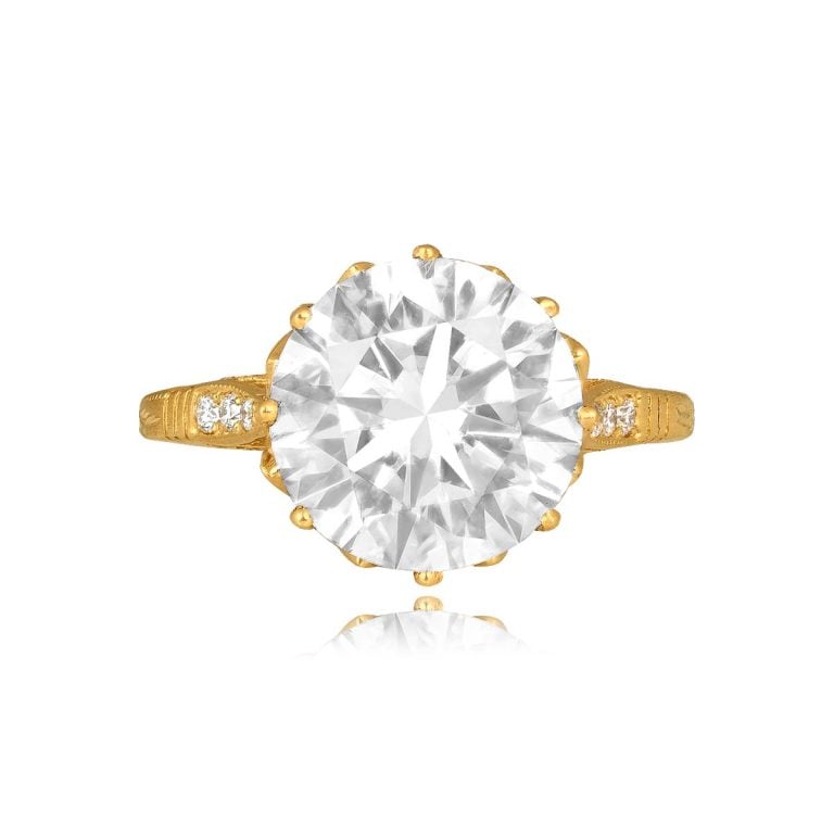 4.01ct GIA Diamond Yellow Gold Basco Ring