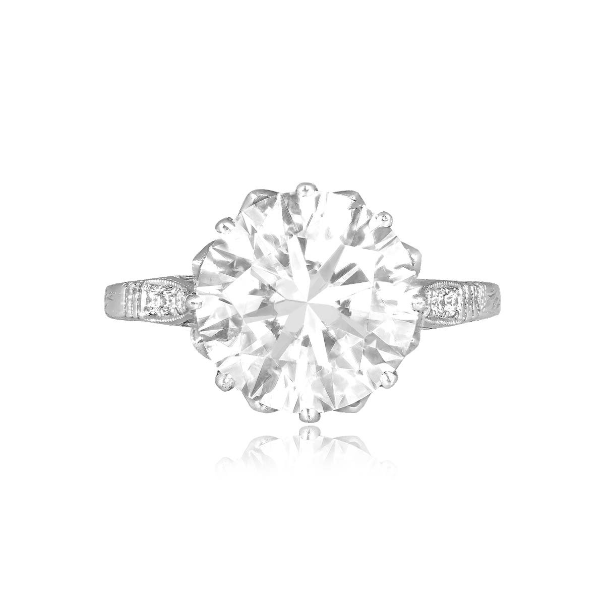 Stacked from 20 images. Method=C (S=1) 4.01 carat GIA Certified Platinum ring Diamond Lima Ring Dis7830-TV
